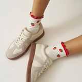 Strawberry Ruffle Grip Pilates Socks