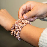 Rose Gold Silk Slim Scrunchies Set of 3