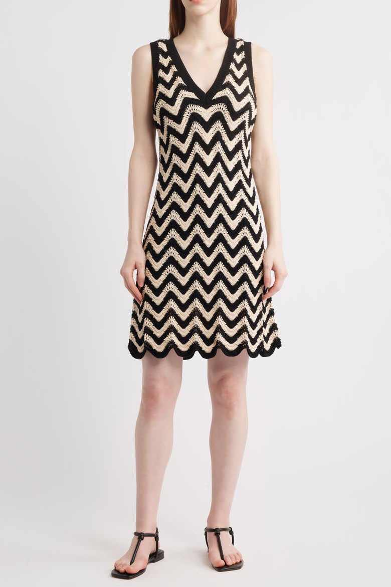 Lauren Chevron Mini Dress Sand Dollar Multi