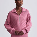 Tara Pointelle Half Zip Foxglove