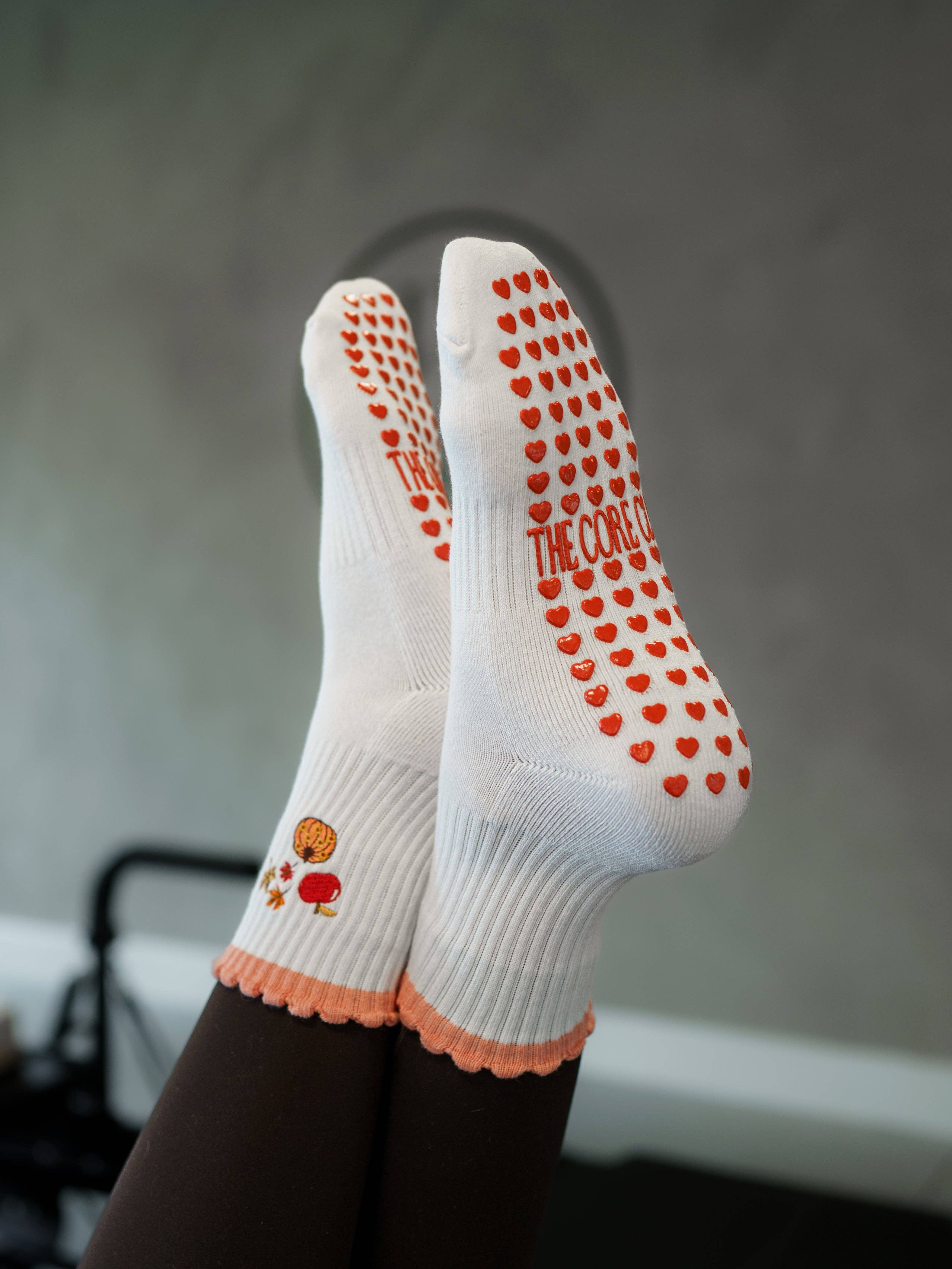 TCC Fall Apple, Pumpkin, Leaves | Pilates & Barre Grippy Socks