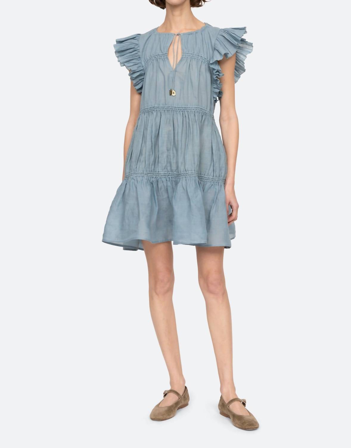 Anise Solid Tunic Dress Blue