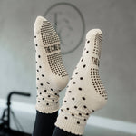 TCC Black & Cream Polka Dots  | Pilates & Barre Grippy Socks