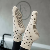 TCC Black & Cream Polka Dots  | Pilates & Barre Grippy Socks