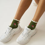 Mushroom Ruffle Grip Pilates Socks
