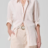 Kayla Button Up Shirt Sherbet Stripe
