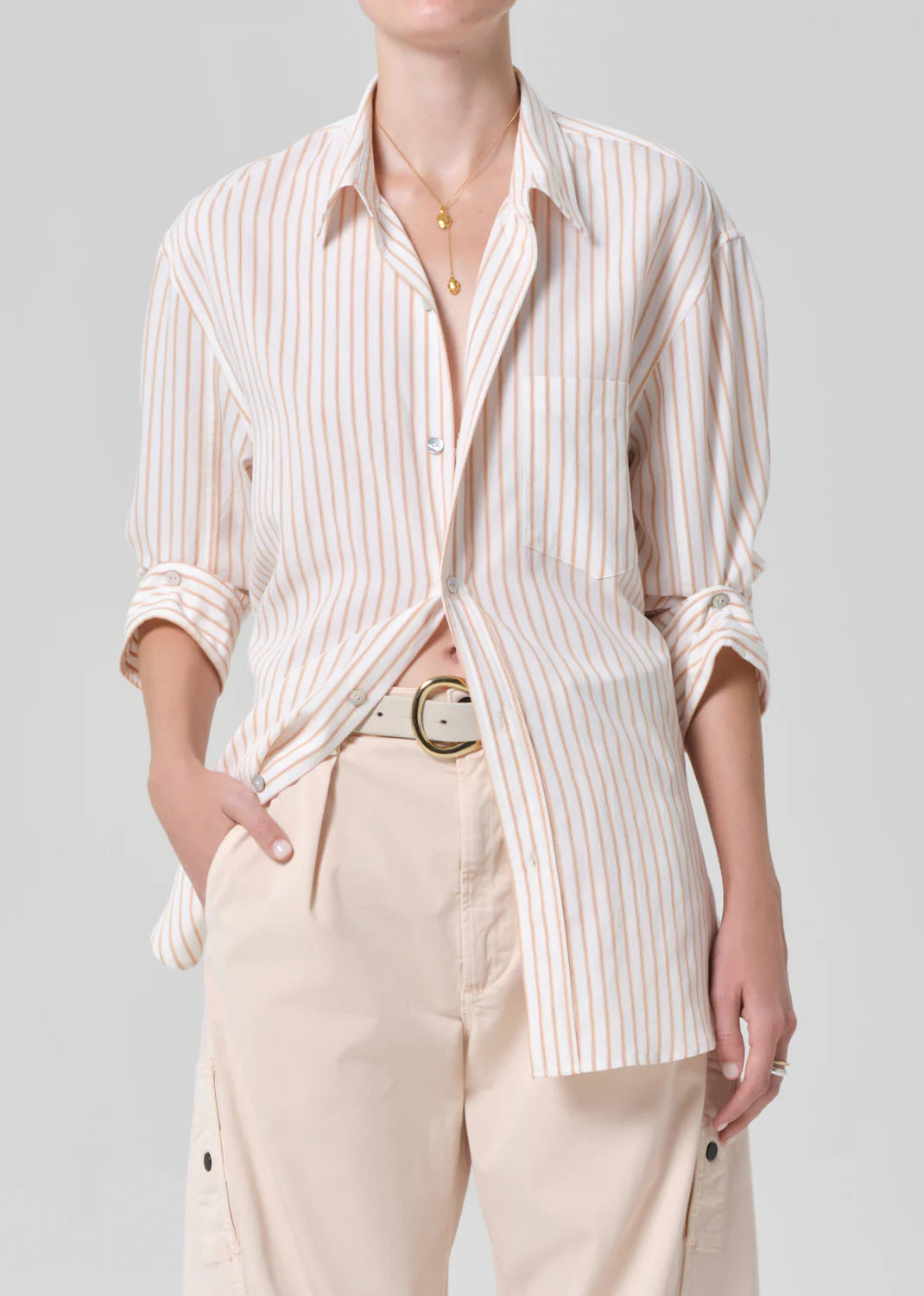 Kayla Button Up Shirt Sherbet Stripe