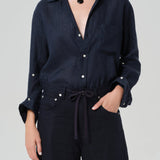 Kayla Shrunken Linen Shirt True Navy