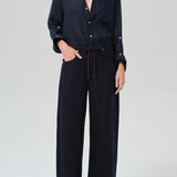 Kayla Shrunken Linen Shirt True Navy