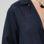 Kayla Shrunken Linen Shirt True Navy