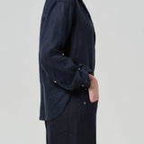 Kayla Shrunken Linen Shirt True Navy