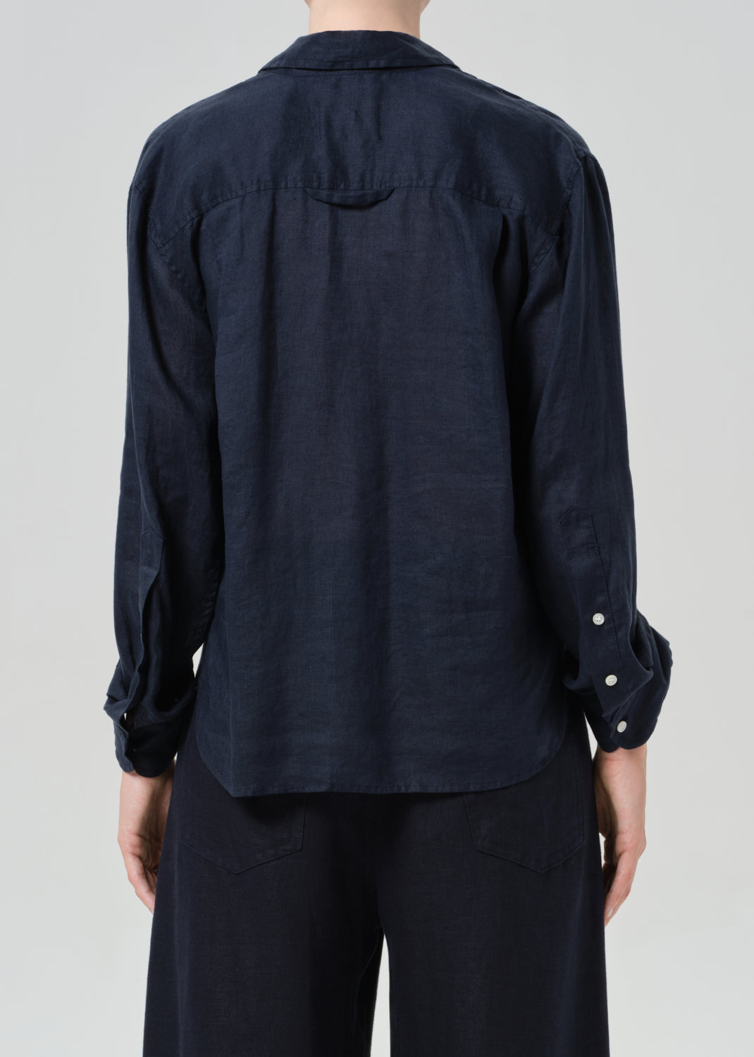 Kayla Shrunken Linen Shirt True Navy