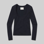 Rumi Scoop Neck Ribbed Tee Navy