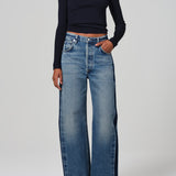 Rumi Scoop Neck Ribbed Tee Navy