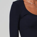 Rumi Scoop Neck Ribbed Tee Navy