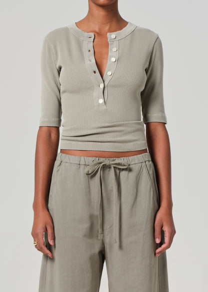 Nali Short Sleeve Henley Flora