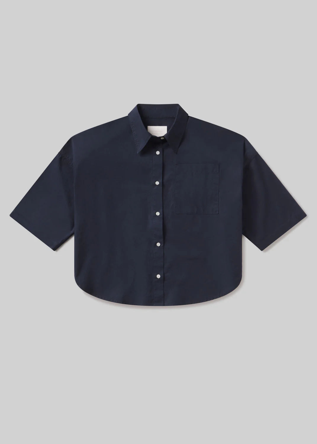 Frances Cropped Cape Button Up Navy