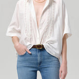 claire shirt with lace inset