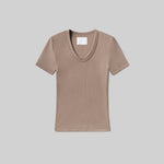 Maude U Neck Tee Cocoa Grey Brown