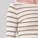 Boat Neck Slim Tee Ginger Stripe
