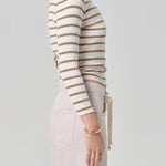 Boat Neck Slim Tee Ginger Stripe