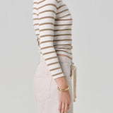 Boat Neck Slim Tee Ginger Stripe