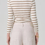 Boat Neck Slim Tee Ginger Stripe