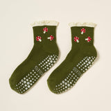Mushroom Ruffle Grip Pilates Socks