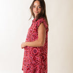 Pink and Red Printed Dress