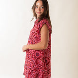 Pink and Red Printed Dress
