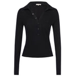 Goldie Long Sleeve Button Tee Black