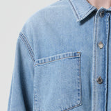 Juna Cropped Button Up Shirt Bright Mid Indigo Interval