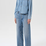 Juna Cropped Button Up Shirt Bright Mid Indigo Interval