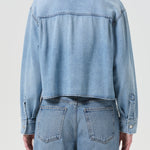 Juna Cropped Button Up Shirt Bright Mid Indigo Interval