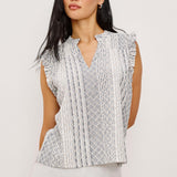 Arlene Sleeveless Top Striped Eyelet