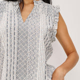 Arlene Sleeveless Top Striped Eyelet
