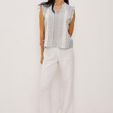 Arlene Sleeveless Top Striped Eyelet