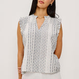 Arlene Sleeveless Top Striped Eyelet