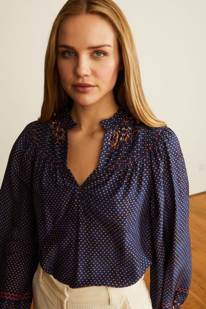 Caballero Solange Indigo Batik Top