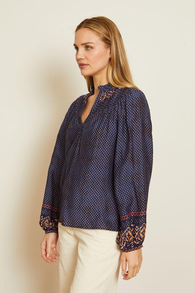 Caballero Solange Indigo Batik Top