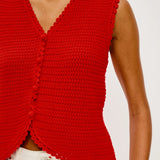 Calypso Button Down Top Scarlet