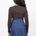 The Long Sleeve Rib Crew Coffee Brown