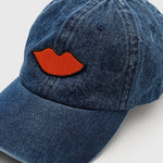 Denim Baseball Hat Lips Patch