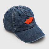 Denim Baseball Hat Lips Patch