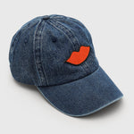 Denim Baseball Hat Lips Patch