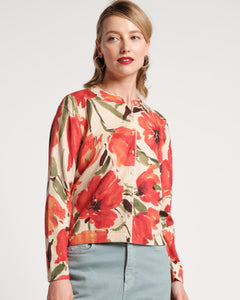 Darling Cardigan French Tulip Cotton/Cashmere Oyster/Fire Orange