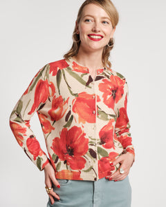 Darling Cardigan French Tulip Cotton/Cashmere Oyster/Fire Orange