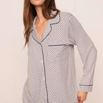 Gisele Printed Long PJ Set Geo-Sphere Gray Dawn/Navy