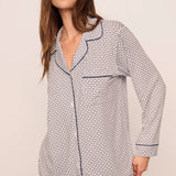 Gisele Printed Long PJ Set Geo-Sphere Gray Dawn/Navy
