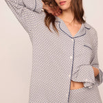 Gisele Printed Long PJ Set Geo-Sphere Gray Dawn/Navy